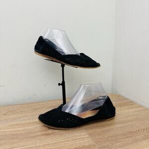 TOMS Jutti Black Suede Leather Perforated Slip On Shoes Women’s Size 9.5